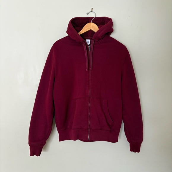 GAP Other - Gap Maroon Sherpa Lined Zip Hoodie Men’s L - Cozy Fleece EUC - Winter Must!